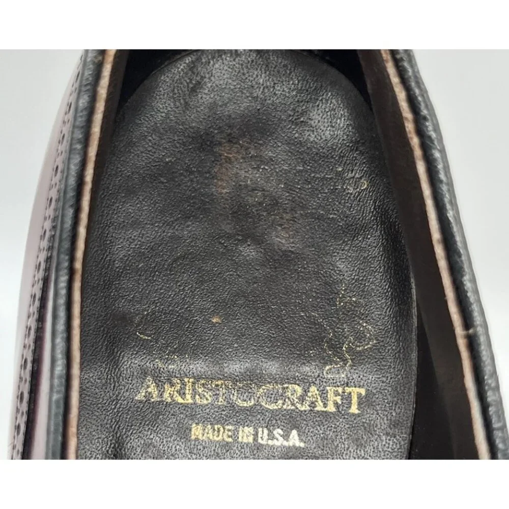 Vintage Johnston & Murphy Aristocraft Oxblood Shell Cordovan Wingtip Shoes 12AAA